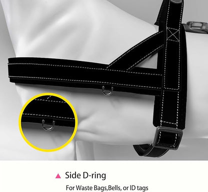Magnetic Dog Harness and Leash Set with Quick Release Buckle, Easy On & Off Faux Leather Puppy Harness and Leash with Handle for Medium, Large Sized Dog