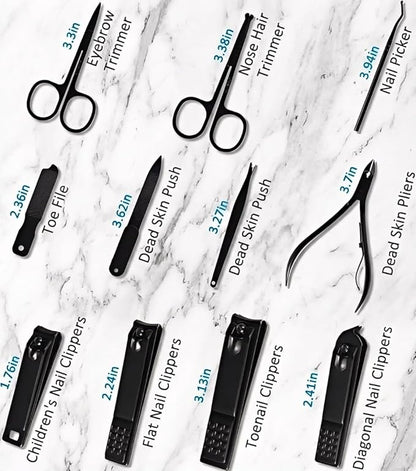 MINKINH Manicure Set Professional Nail Clipper Kit-26 Pieces Stainless Steel Manicure Kit,Nail Care Tools with Luxurious Travel Case (Brown)