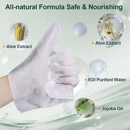 Pet Cleaning Glove Wipes 6 Count | Individually Wrapped Disposable Grooming Glove Wipes with Aloe & Jojoba Oil, Waterless No-Rinse Odor Control, Lick-Safe Five-Finger Design for Dogs&Cats