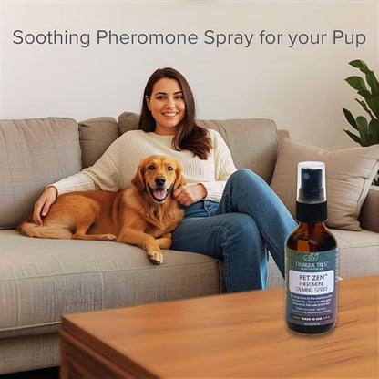 Pet Zen Pheromone Calming Spray for Dogs - Made in the USA - Alcohol-Free - for Carriers, Bedding, Travel & Vet Visits