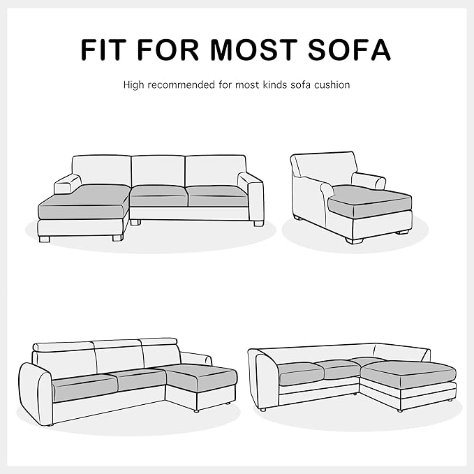 Yates Home Couch Covers for Sectional Sofa L Shape PU Leather Cushion Slipcover Water-Proof Elastic RV Chaise Seat Cover Protector Slip Cover for Settee Seater Replacement in Living Room（XXL, Black