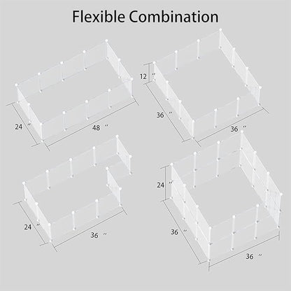 LURIVA Transparent Clear Small Animal Playpen, Guinea Pig Cages, Puppy Dog Playpen, Pet Playpen, Rabbit Bunny Indoor Fence Pen Enclosure, White Clear Plastic Playpen,12X12 Inch, 12Panels