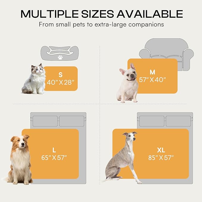 Luciphia Waterproof Dog Blanket for Large Dogs Ultra-Soft Calming Cut Pile Flannel Throw Durable & Warm Furniture Protection for Couch Bed Pet Blanket Machine Washable Soft White,L(65''x57'')