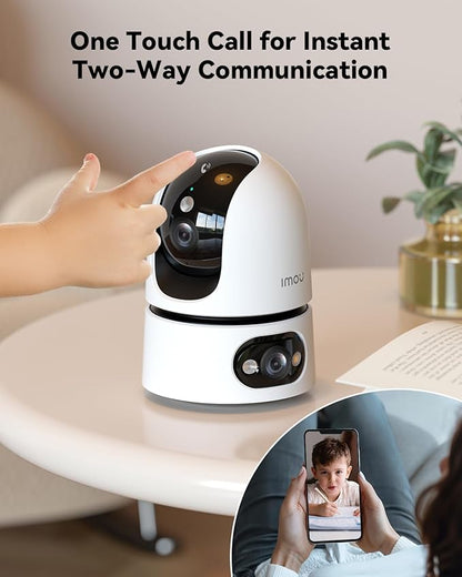 Imou 6MP Security Camera Indoor, Dual-Len 360°Pan-Tilt Baby Monitor Pet Camera for Home Security, 2.4/5GHz WiFi, Work with Alexa & Google Home, Color Night Vision, Human/Pet Detection, No Monthly Fees