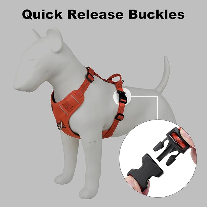 Plutus Pet No Pull Dog Harness, Reflective Adjustable Dog Vest Harness with Handle, Escape Proof, Soft Padded for Small Medium Large Dogs (Orange, XL)