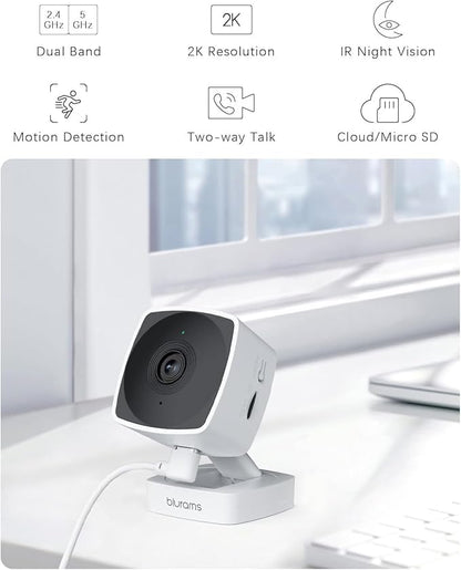 blurams Cameras for Home Security 5GHz, 2K Indoor Camera, Pet Camera with Phone App, AI Motion Detection, 2-Way Audio, Compatible with Alexa&Google Assistant, 4-Pack