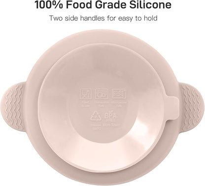 Eascrozn Silicone Baby Feeding Set, 3 Pack Baby Bowls with Suction and 3 Pack Baby Spoons for Babies Toddlers Kids, BPA Free, Baby Utensils Feeding Supplies, Microwave and Dishwasher Safe