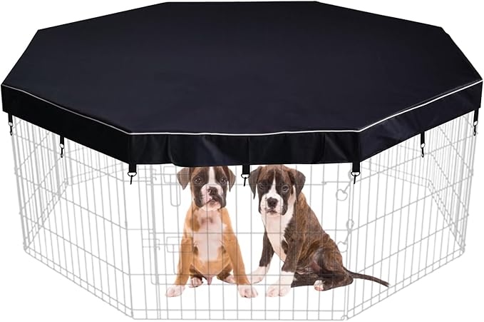 Dog Playpen Cover Sun/Rain Proof Top,Provide Shade and Security for Indoor and Outdoor,Dog Pen Cover Fits All 24 Inch 8 Panels Pet Playpen (Playpen not Include)