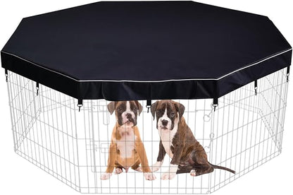 Dog Playpen Cover Sun/Rain Proof Top,Provide Shade and Security for Indoor and Outdoor,Dog Pen Cover Fits All 24 Inch 8 Panels Pet Playpen (Playpen not Include)