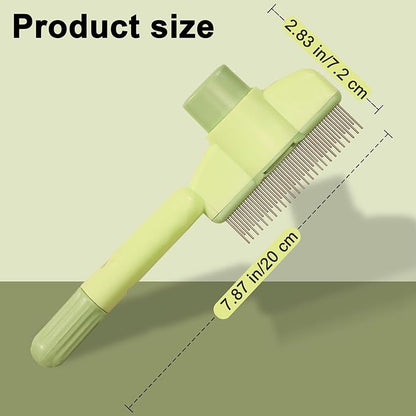 Dogs and Cats Comb with Release Button, Pet Hair Removal Tools with Safe Stainless Steel Teeth for Deshedding, Cat Grooming Supplies for Long/Short Hair, Cat Brush for Shedding, Green