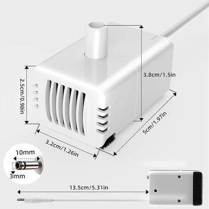 Replacement Pump for 7L/1.8Gal Stainless Steel Pet Fountain Cat Water Fountain Dog Water Dispenser Ultra Quiet Long Lifespan Water Pump