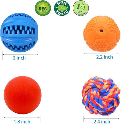 Volacopets Puppy Balls - Pack with Different Functions & Teething Toys for Small Dogs, Squeaky Dog Balls, Rubber Chew Toys for Enrichment