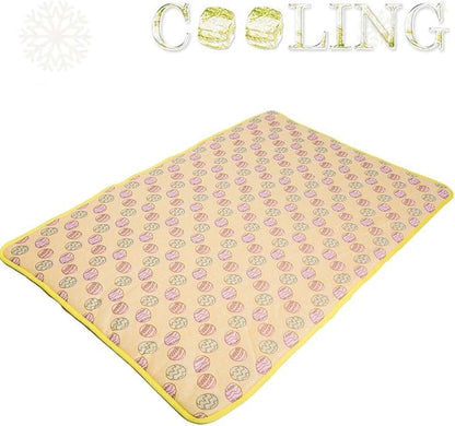SEIS Dog Ice Pad Ice Silk Cats Kennel Mat Pet Cooling Pad Summer Cool Bamboo Mat Breathable Pad (Yellow, M