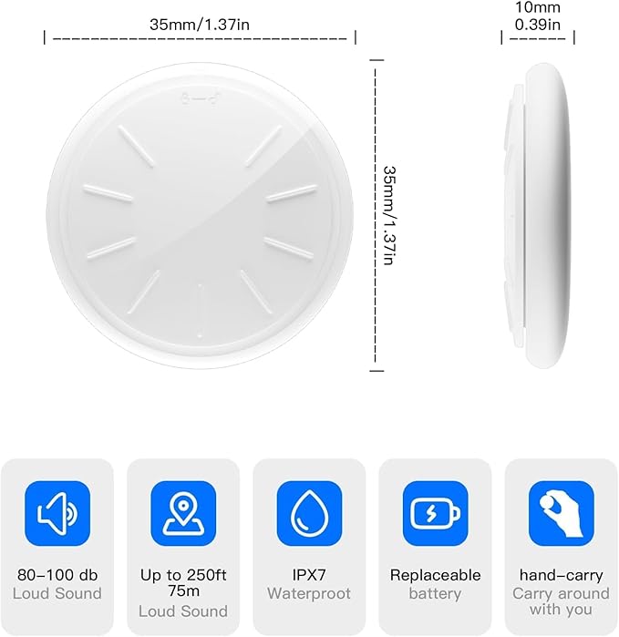4 Pack GPS Tracker Works with Apple Find My (iOS Only), Key Finder Luggage Tracker with Key Chain and Waterproof Case, Not for Android, Track Wallet Backpack Suitcase Dogs Cats Pets Collar Car