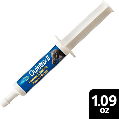 Farnam Quietex II Horse Calming Paste, 32.5 ml Syringe, Manage Nervous Behavior & Keep Horses Calm, Focused & Composed, 7 Stress-Relieving Ingredients, Calm Magnesium Supplement
