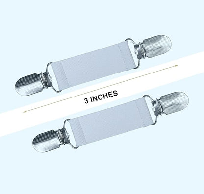 3” Bed Clip for SpotWarm, Adjustable Strap for Spot Warm King and Queen Bed Warmer, Use in Upper Two Corners to Keep Spot Warm in Place. Length 3” and Stretches, Includes - 1 Pair White