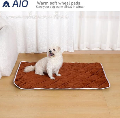 Washable Anti-Slip Kennel Mat for Medium Small Dogs and Big Cats Kennel pad Crate Pad Heated Cat Bed Self Warming Non-Electric Pet Warming Pad Brown 19.69 * 27.56inch