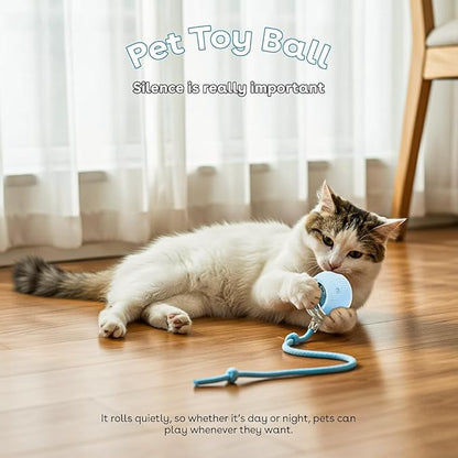 Interactive Cat Toy Ball, Automatic Intercative Cat Toys for Indoor Cats, The 3rd Generation Agile Moving Cat Ball with Elastic Mesh Tail, Toys for Indoor Adult Cats, Motion Activated (Blue)