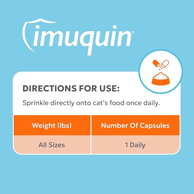 Nutramax Imuquin Immune Health Supplement for Cats, with Astaxanthin and Beta Glucans, 30 Sprinkle Capsules
