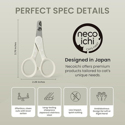 Necoichi Purrcision Feline Nail Clippers | Lever Principle Cat Nail Clipper | Butter-Smooth Cuts | Seki, Gifu Swordsmith Craftsmanship | Stainless Steel Cat Claw Trimmer for Indoor Cats (Gray)