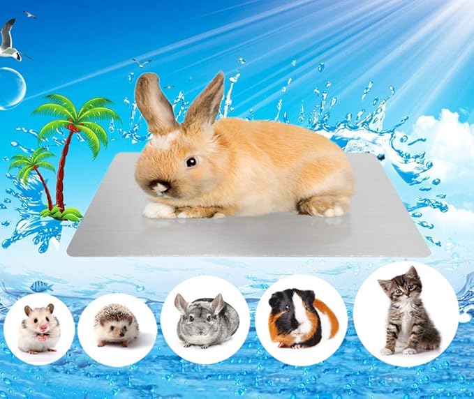 Comtim Rabbits Cooling Mat, Self Cooling Mat Pad for Hamster Guinea Pig Chinchilla Bunny Kitten Cat and Other Small Animals, Pet Cool Plate Ice Bed, Rapid Cooling - Perfect for Hot Summer Weather, L