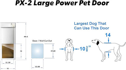 Power Pet Automatic Electronic Pet Door by High Tech Pet - Pet Operated Dog Door, High Security, Air Tight, for Large Dogs 30-100 lbs. (12 1/4" x 16" Pet Opening), Door Mount, Easy Install - PX-2DM