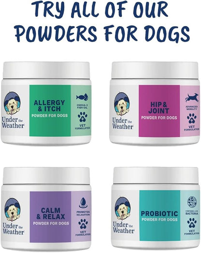 Under The Weather Calming Powder for Dogs | Vet Formulated All-Natural Calming Supplement for Dogs | Help Reduce Stress & Anxiety for Dogs | 120 Servings