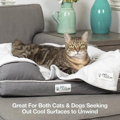 PetFusion Premium Cat and Dog Cooling Blanket. Lightweight | Machine Washable | Multiple Sizes: for Pets Small to Extra-Large | Multiple Colors: Grey and Brown Blanket