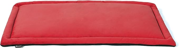 Allisandro Lightweight Waterproof Dog Bed Pad, 1.5" Thick Travel Mat for Crates, Kennels & Elevated Beds, Washable Non-Slip Sleeping Mat for Small to Large Dogs, 24 x 18 Inches, Dark Red