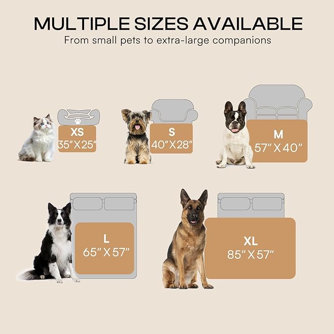 Luciphia Waterproof Blanket for Dog Washable Reversible Sherpa Fleece Throw Blanket for Bed Couch Soft Liquid Pee Proof Furniture Cover Protector for Small Medium Large Pet Cat Khaki 85" x 57"