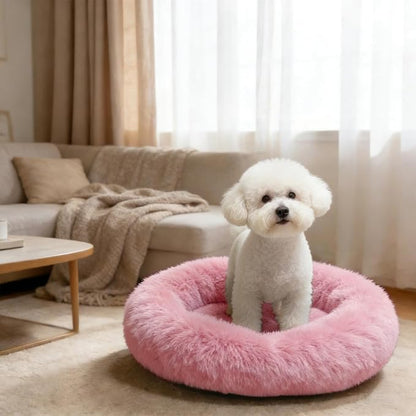 Comfort Donut Dog Bed for Small Dogs, Cat Bed & Pet Bed for Indoor Use, Medium Size with Soft Plush, Round Dog Beds for Large Dogs and Cats(Rubber Red,32''Lx32''Wx8''Th)