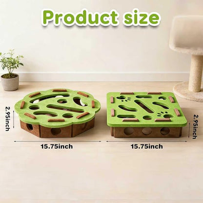 Interactive Cat Toy Puzzle, 15.75 Inch Puzzle Maze Indoor Cat Toys, Felt Cat Feeder with Bell Stimulates Natural Hunting Instincts, Cat Scratch Box Interactive Cat Toys for Indoor Cats
