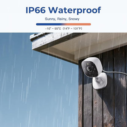 4MP Indoor Cameras for Home Security Outdoor, Home Security Camera System, 2.4g/5g Camera for House/Elder/Dog/Pet/Baby, Plug and Play, Support Card/Cloud (Not Included), Wired, 2PCS