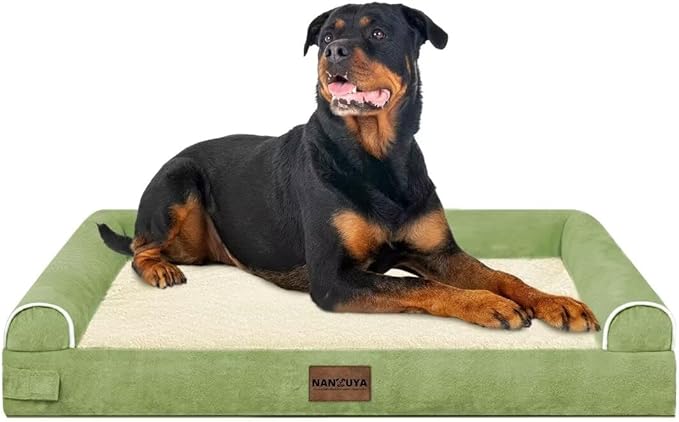 Large Dog Bed Orthopedic Washable: Beds Bolster XXL Bed Big XLarge Dogs Egg Crate Foam Sofa Couch Waterproof Removable Cover - Grass Green
