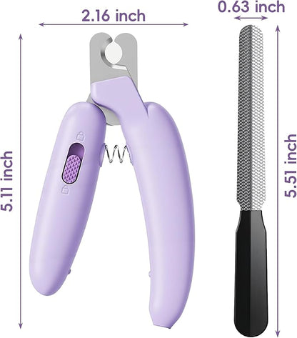 Dog Nail Clippers,Dog Nail Trimmers for Small Medium Dogs and Cats - Professional Grooming Tool with Safety Lock, Sharp Stainless Steel Blade Prevents Splitting, Includes Nail File (Purple-mini)