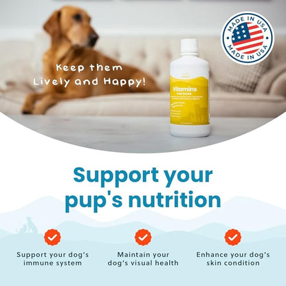 Paramount Pet Health Liquid Multivitamin for Dogs with Probiotics, 8 in 1 Vitamins for Immune Support, Energy & Digestion, High Absorption Liquid Dog Supplement, Made in USA, 32 oz