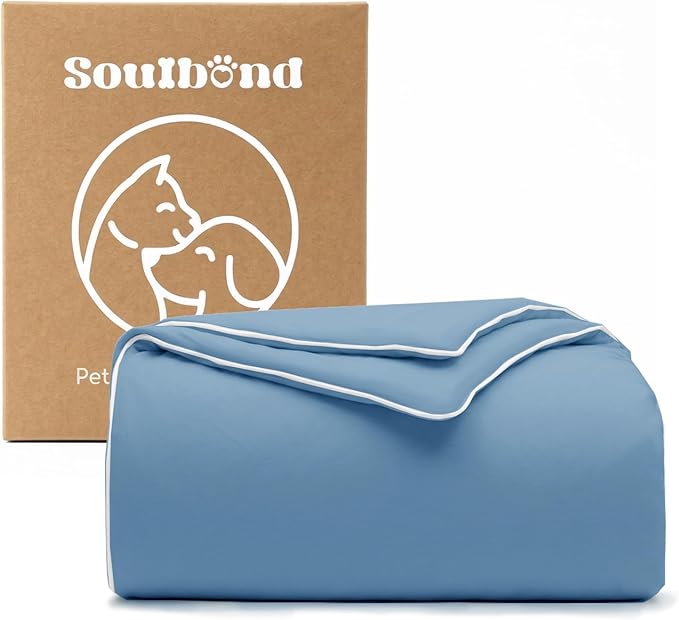 Soulbond Cooling Blanket for Medium Dogs - Q-MAX>0.45, Washable Cool Pet Cats Throw Blanket for Hot Weather, Self-Cooling Soft Dog Mat for Bed Crates Couch Sofa Cars(29"x40", Ocean Blue)