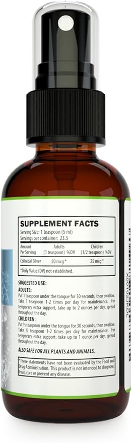 Kaiame Naturals Colloidal Silver, Ionic Silver Solution, 10 PPM, Large 4 oz Spray in Glass Bottle, Natural Immune Support Supplement, Safe for Adults, Children, and Pets