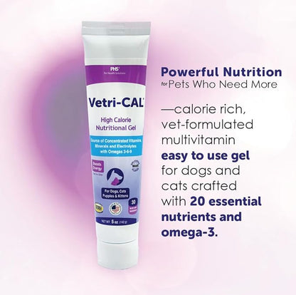 High Calorie Nutritional Gel for Dogs & Cats – Appetite Booster with Omega 3-6-9, Vitamins A-D-E-B – Recovery & Energy Support – Tasty Malt Flavor – 5 oz Tube