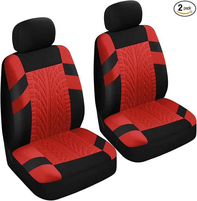 2PCS Car Front Seat Cover with 2 Headrest Covers, Breathable Waterproof Seat Covers for Front Seats, Universal Seats Cover Protector Car Accessories for Most Vehicles (Red)