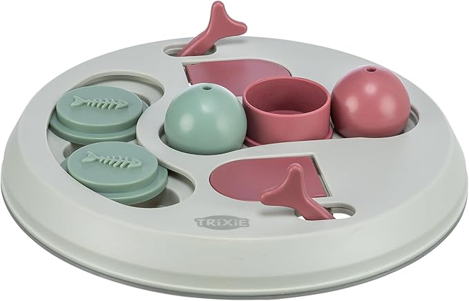 TRIXIE Cat Activity Hide 'N Slide Strategy Game – Cat Puzzle Toy with Treat Dispenser for Mental Stimulation – Interactive Puzzle Feeder for Enrichment Exercises – 9.1 in, ø 23 cm