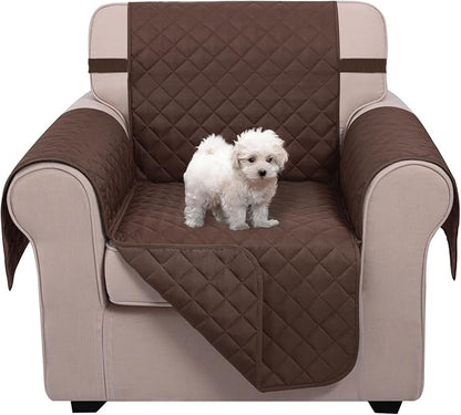 U-NICE HOME Reversible Oversized Chair Covers Quilted Water Repellent Pet Protectors with Elastic Straps(28''Armchair, Chocolate/Chocolate)