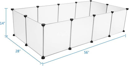 Pet Playpen,Kennel Crate Fence Tent Portable Large Plastic Play Yard Fence for Small Animals, Puppy,12 Pcs White Panels
