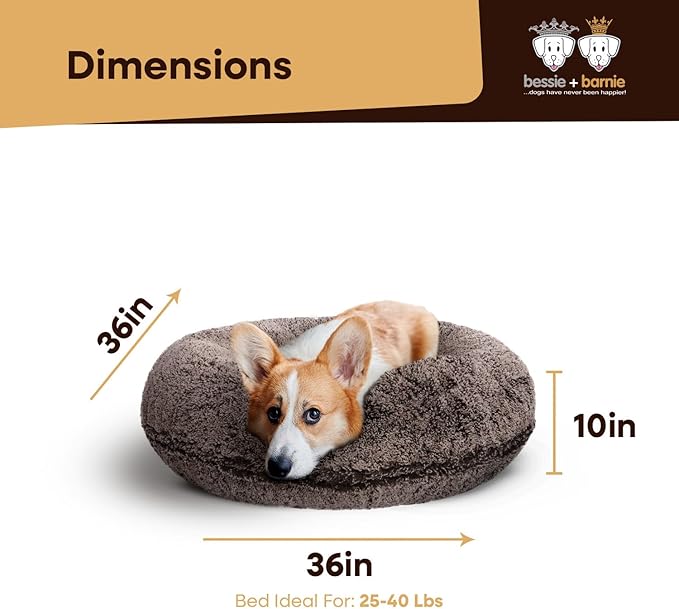 Bessie and Barnie - Luxury Extra Plush Faux Fur Bagel Pet/Dog Bed (Frosted Willow, Me)