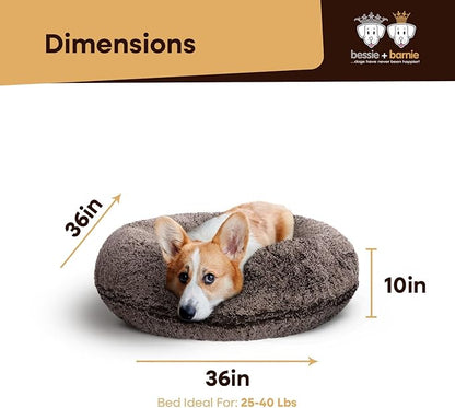 Bessie and Barnie - Luxury Extra Plush Faux Fur Bagel Pet/Dog Bed (Frosted Willow, Me)