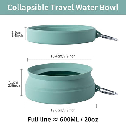 SLSON Spill Proof Dog Water Bowl for Cars,Collapsible No Splash Dog Travel Bowls Integrated Molding Portable Pet Bowl for Vehicle Road Trip Truck,RV,SUV,Boat Accessories (Morandi Green)