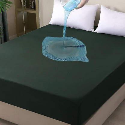 Queen Mattress Protector Waterproof, Fitted Sheet Style Breathable Mattress Cover with Deep Pocket Fits Up to 18'', Noiseless Bed Cover for Kids Adults Pets, Machine Washable (Green, 60'' X 80'')