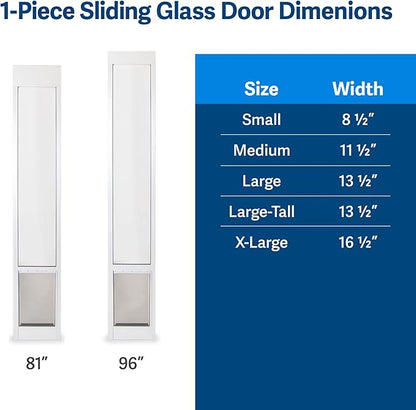 PetSafe Sliding Glass Pet Door - No-Cut DIY Install Doggy Door for Renters - Aluminum Frame - Adjustable Height 91 7/16" to 96" - Ideal for Medium Dogs Up to 40 lb - White