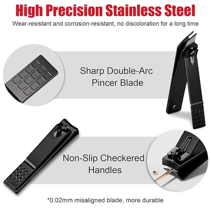 Manicure Set 10 in 1 Mens Gifts Travel Nail Clippers Set for Him, Mens Grooming Manicure Kit Pedicure Tools for Men Women Girls Boys Parents Husband Wife with Black Leather Case