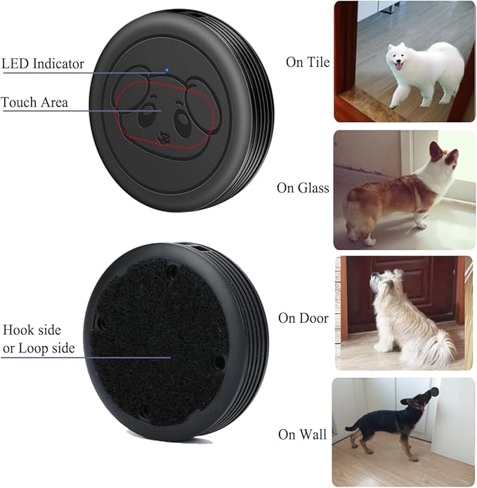 EverNary Dog Door Bell, Wireless Doggie Doorbells for Potty Training,Dog Bells to Go Outside, Dog Bells with Waterproof Touch Button, Dog Bell with 1 Receiver and 3 Transmitters, Black